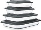 8-Piece Deep Glass Baking Dish Set with Plastic lids,Rectangular Glass Bakeware Set with Lids, Baking Pans for Lasagna, Leftovers, Cooking, Kitchen
