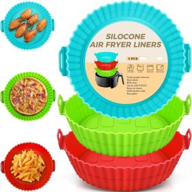 3 Pack Air Fryer Silicone Liners 8inch Air Fryer Silicone Pot Reusable Food Grade Silicone Airfryer Liners Baking Basket Accessories Replacement