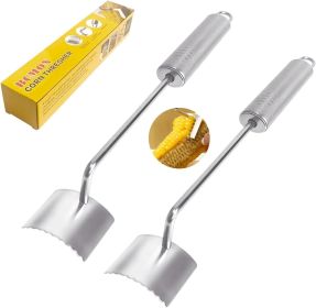2pcs Stainless Steel Corn Peeler Stripper with Serrated Blade, Long Oval Ergonomic Handle Corn Remover Tool for Cob