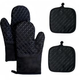 Oven Mitts and Pan Racks 4-Piece Set, Extended Kitchen Oven Mitts and Pan Racks, Heat Resistant 500 Â°F