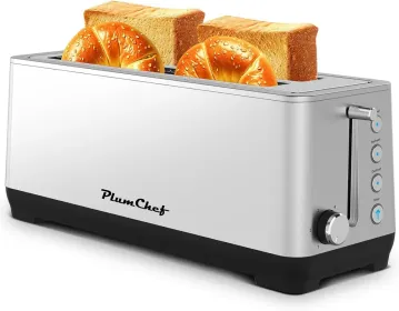 4-Slice Toaster, Extra Wide Long Slot Toaster, 6 Browning Settings, Bagel/Defrost/Reheat Functions, Removable Crumb Tray, Stainless Steel Housing (Option: silver)