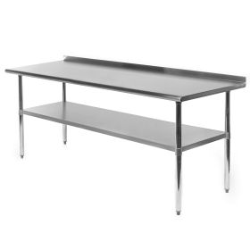 Stainless Steel Kitchen Prep Work Table with Backsplash (Dimension: 72 x 30 in)