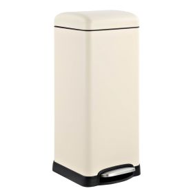 8-Gallon Retro Stainless Steel Step-On Trash Can (Color: Light Almond Beige)