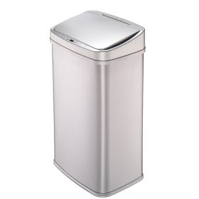 13-Gallon Stainless Steel Kitchen Trash Can with Motion Sensor Lid (Color: silver)